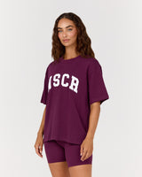 BOXY TEE - BEET MSCR COLLEGIATE