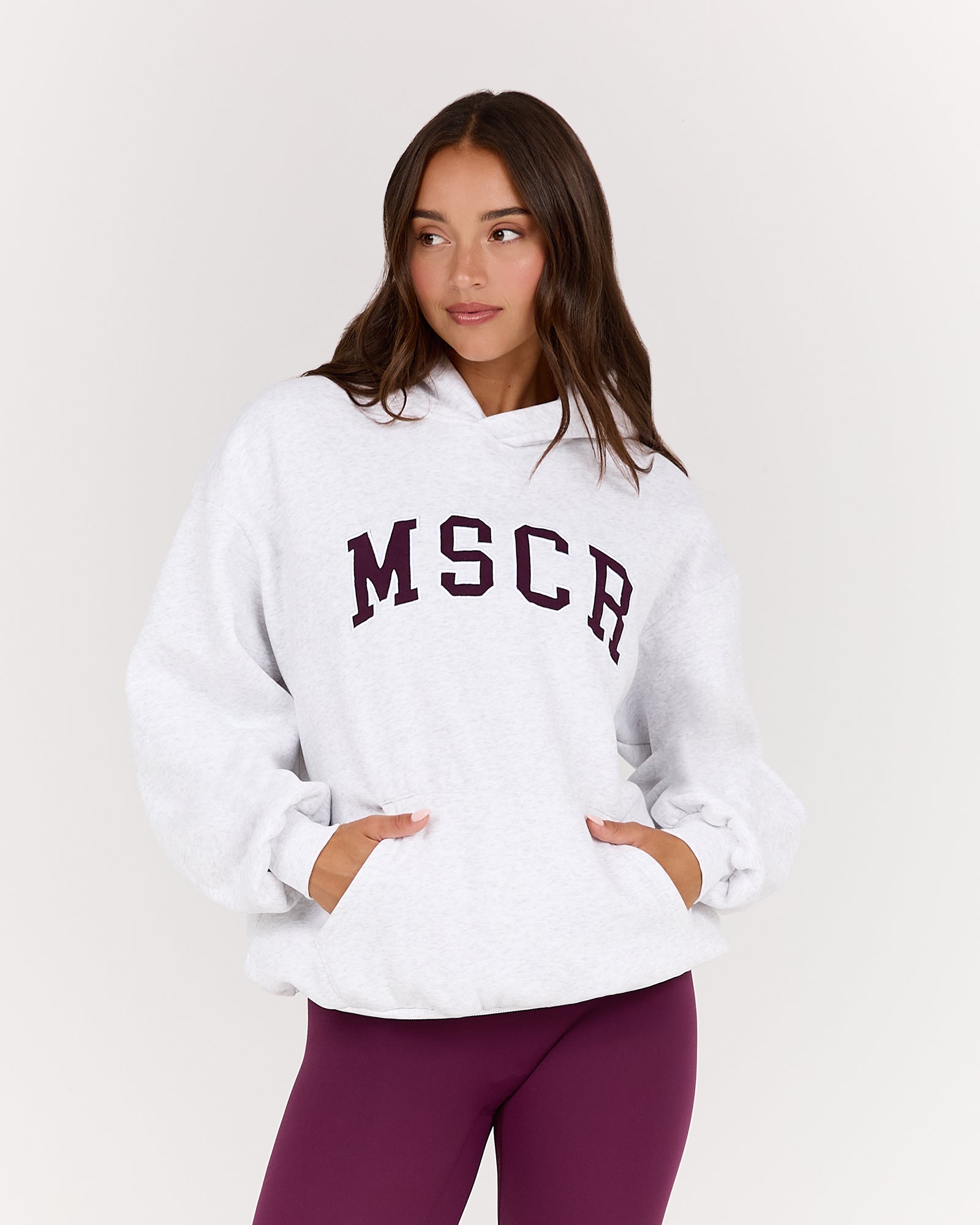 OVERSIZED HOODIE - SNOW GREY BEET MSCR COLLEGIATE – MUSCLE REPUBLIC