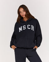 OVERSIZED ZIP UP HOODIE - MIDNIGHT NAVY MSCR COLLEGIATE