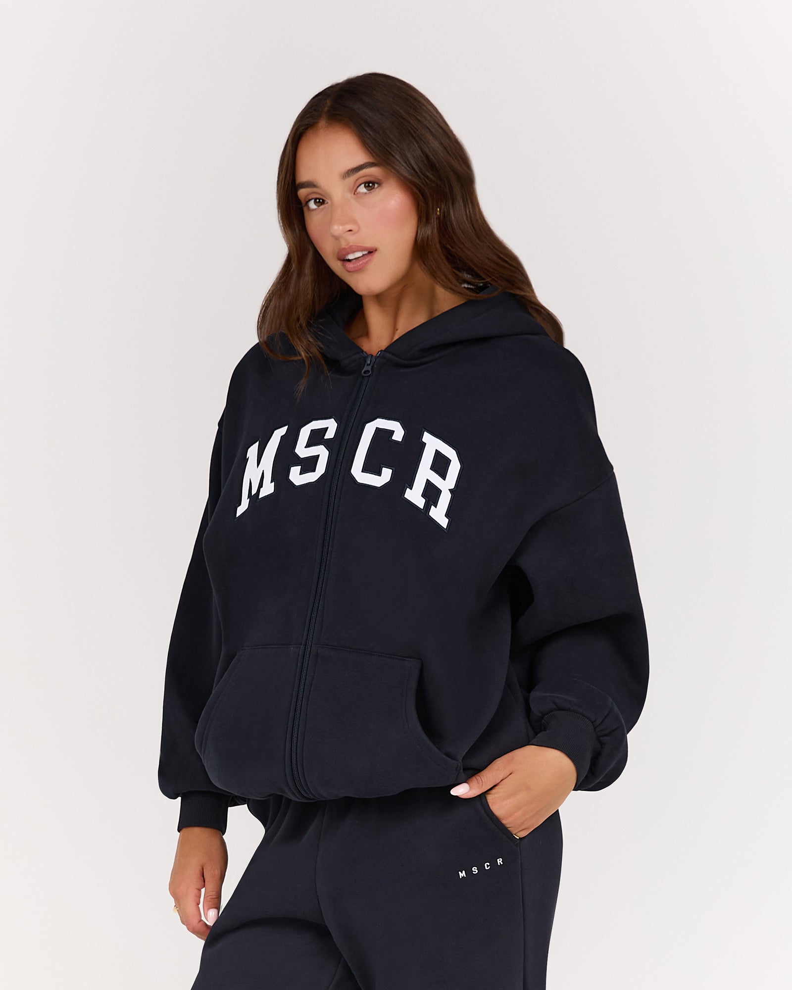 OVERSIZED ZIP UP HOODIE - MIDNIGHT NAVY MSCR COLLEGIATE – MUSCLE
