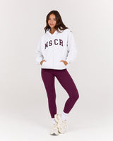 OVERSIZED ZIP UP HOODIE - SNOW GREY BEET MSCR COLLEGIATE