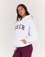 OVERSIZED ZIP UP HOODIE - SNOW GREY BEET MSCR COLLEGIATE