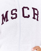 OVERSIZED ZIP UP HOODIE - SNOW GREY BEET MSCR COLLEGIATE