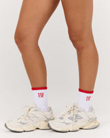 MSCR CONTRAST TUBE SOCKS - WHITE FIERY RED