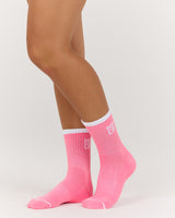 MSCR CONTRAST TUBE SOCKS - POP PINK WHITE