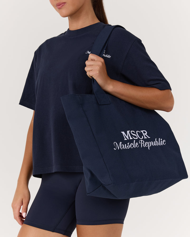 TOTE BAG - NAVY – MUSCLE REPUBLIC TOTE BAG - NAVY – MUSCLE REPUBLIC