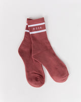 MSCR STRIPE TUBE SOCKS - DUSTY ROSE WHITE