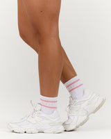 MSCR STRIPE TUBE SOCKS - WHITE BLOSSOM