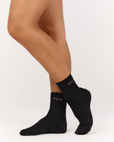 MSCR WAFFLE CREW SOCKS - BLACK