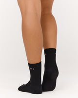 MSCR WAFFLE CREW SOCKS - BLACK