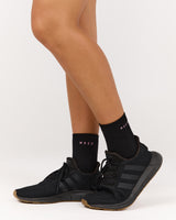 MSCR WAFFLE CREW SOCKS - BLACK