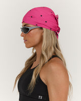 SCRIPT FLORAL BANDANA - HOT PINK