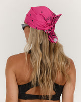 SCRIPT FLORAL BANDANA - HOT PINK