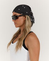 SCRIPT FLORAL BANDANA - BLACK
