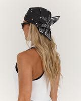 SCRIPT FLORAL BANDANA - BLACK