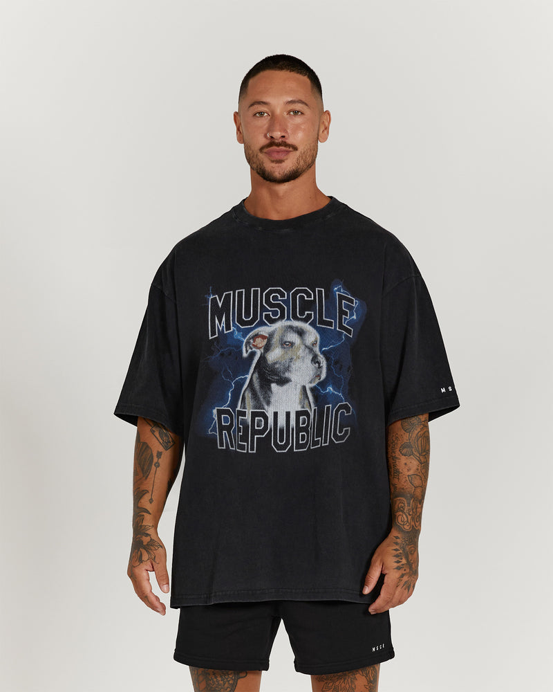 MENS CHARLIE OVERSIZED TEE - WASHED BLACK