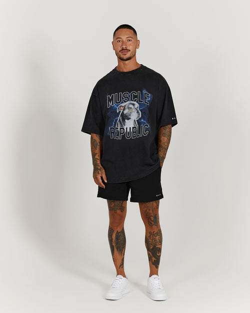 MENS CHARLIE OVERSIZED TEE - WASHED BLACK