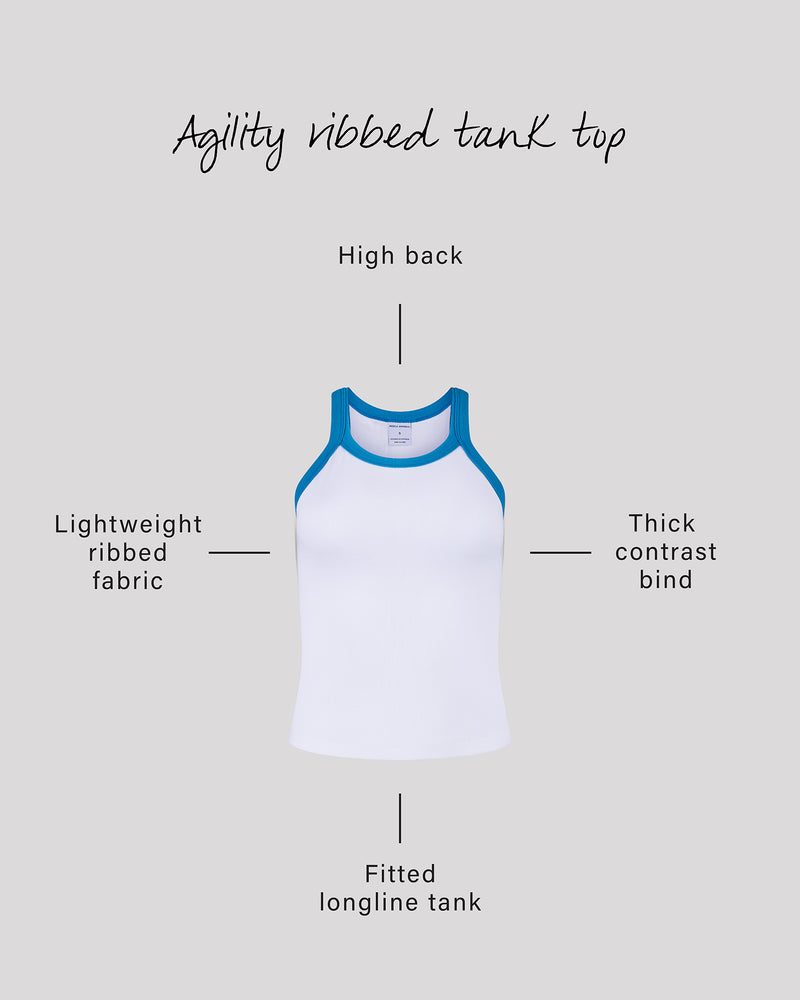AGILITY RIBBED TANK TOP - WHITE BLUE