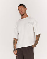 MENS SLUB BOXY TEE - PORCELAIN OUTLIER