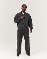 OUTPOST FADED FLEECE BOMBER - FADED BLACK