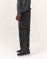 OUTPOST FADED WIDE LEG CARGO SWEATPANT - FADED BLACK