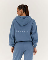 OVERSIZED ZIP UP HOODIE - VINTAGE BLUE