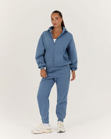 OVERSIZED ZIP UP HOODIE - VINTAGE BLUE