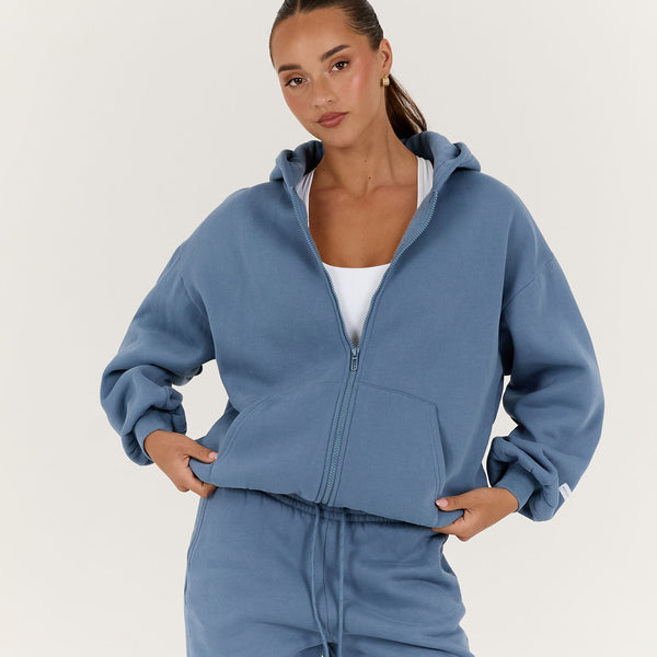 OVERSIZED ZIP UP HOODIE VINTAGE BLUE – MUSCLE REPUBLIC