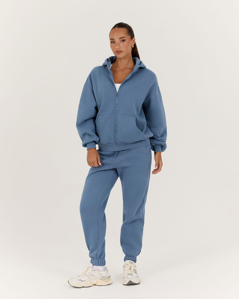 OVERSIZED ZIP UP HOODIE - VINTAGE BLUE