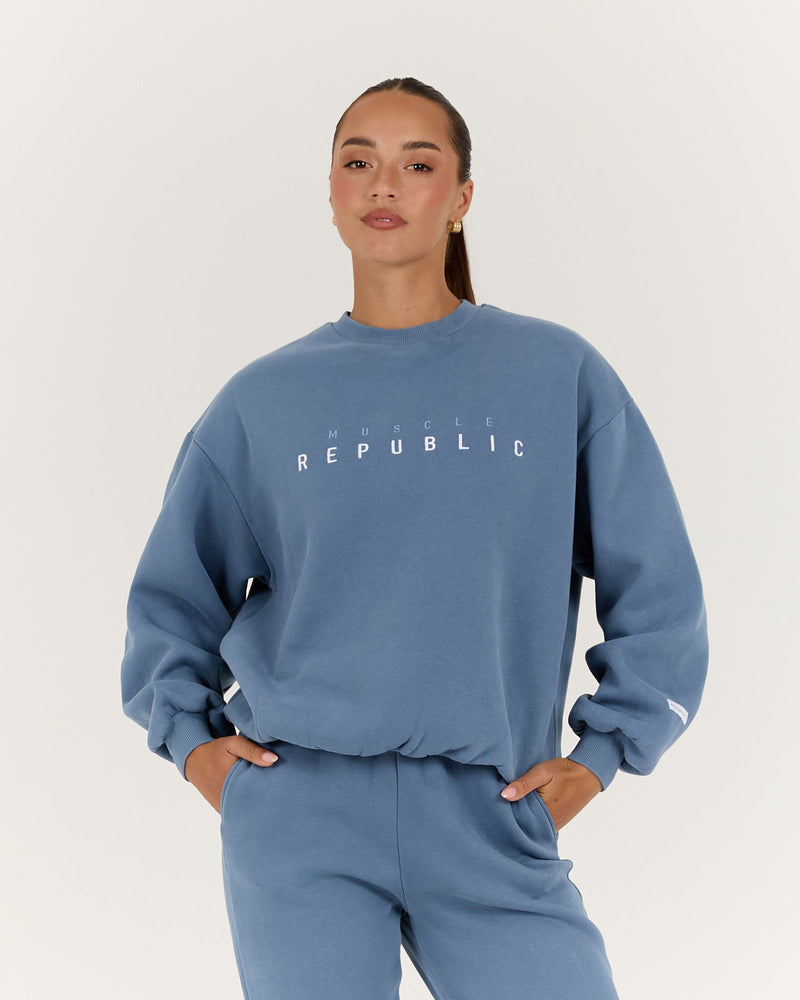 OVERSIZED CREW - VINTAGE BLUE