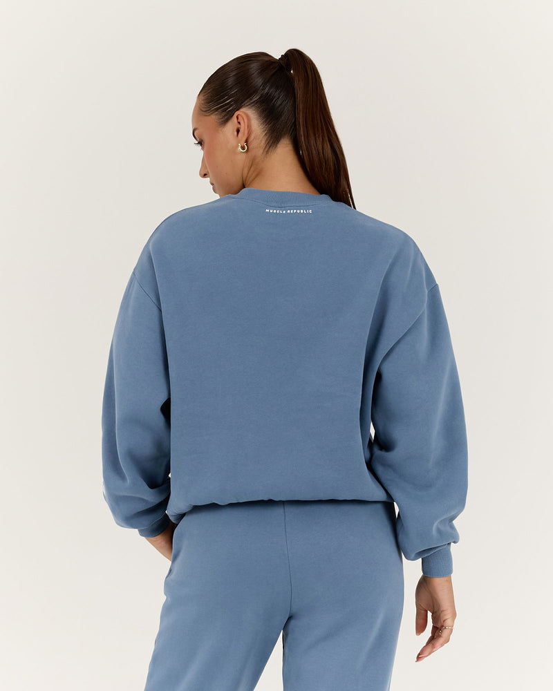 OVERSIZED CREW - VINTAGE BLUE