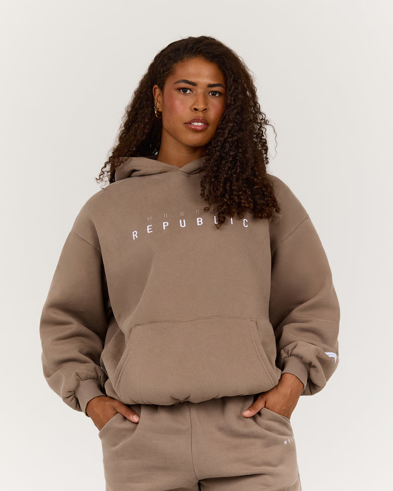 OVERSIZED HOODIE - COFFEE – MUSCLE REPUBLIC