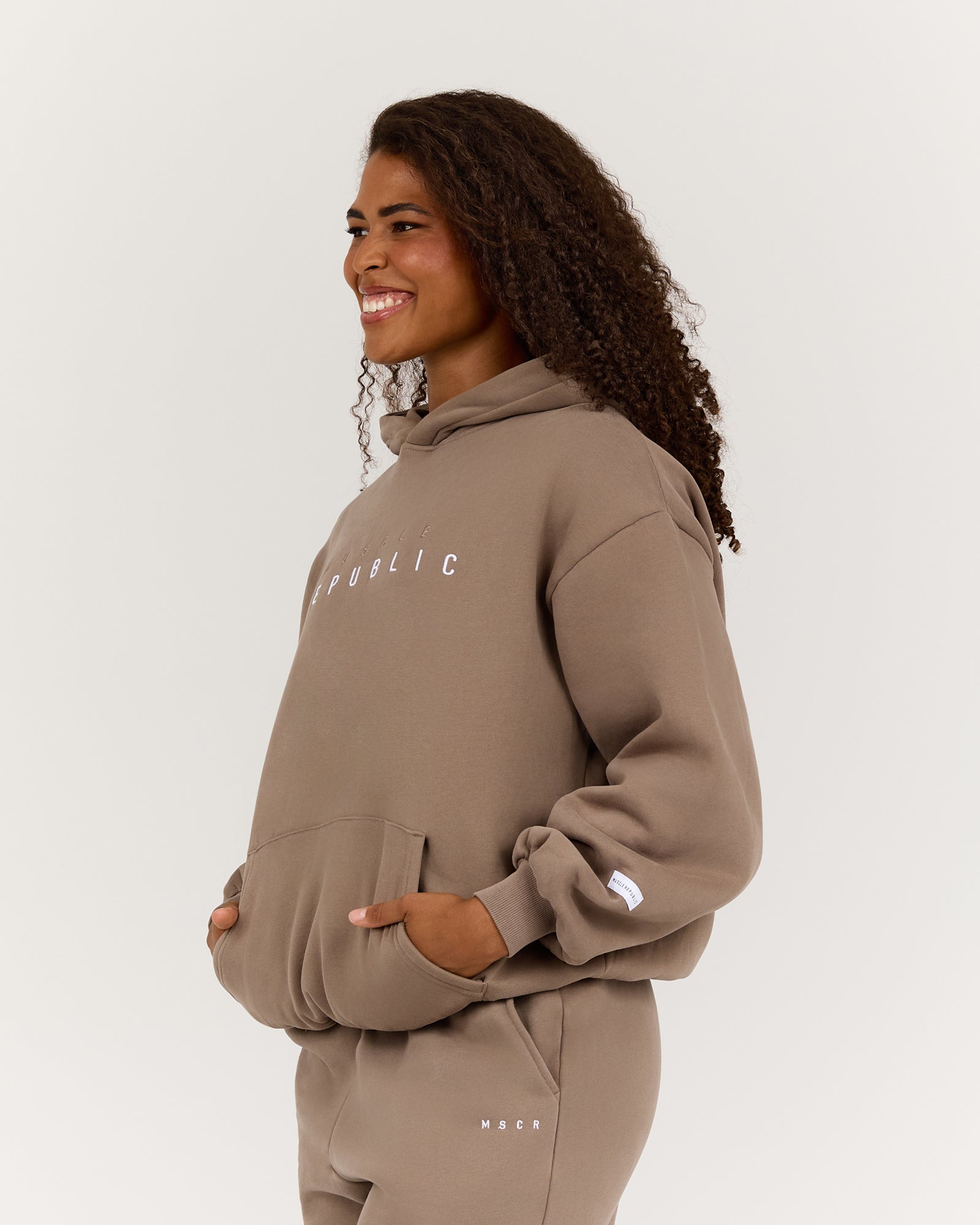 OVERSIZED HOODIE - COFFEE – MUSCLE REPUBLIC