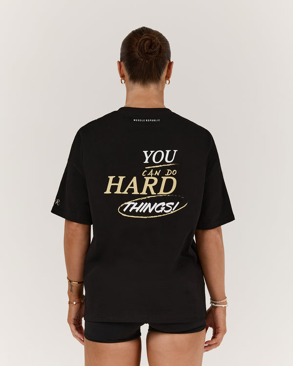 YOU CAN DO HARD THINGS OVERSIZED TEE - BLACK