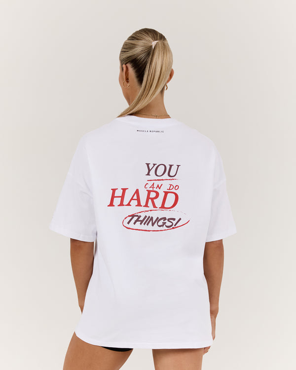 YOU CAN DO HARD THINGS OVERSIZED TEE - WHITE