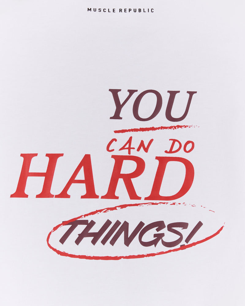 YOU CAN DO HARD THINGS OVERSIZED TEE - WHITE