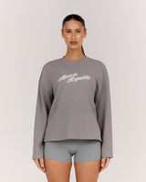 WAFFLE OVERSIZED LONG SLEEVE TEE - VAPOUR