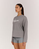 WAFFLE OVERSIZED LONG SLEEVE TEE - VAPOUR