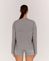 WAFFLE OVERSIZED LONG SLEEVE TEE - VAPOUR
