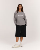 WAFFLE OVERSIZED LONG SLEEVE TEE - VAPOUR