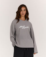 WAFFLE OVERSIZED LONG SLEEVE TEE - VAPOUR