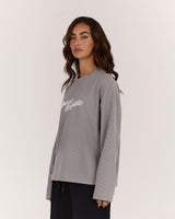 WAFFLE OVERSIZED LONG SLEEVE TEE - VAPOUR