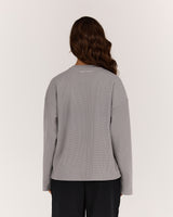 WAFFLE OVERSIZED LONG SLEEVE TEE - VAPOUR