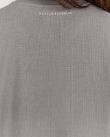 WAFFLE OVERSIZED LONG SLEEVE TEE - VAPOUR
