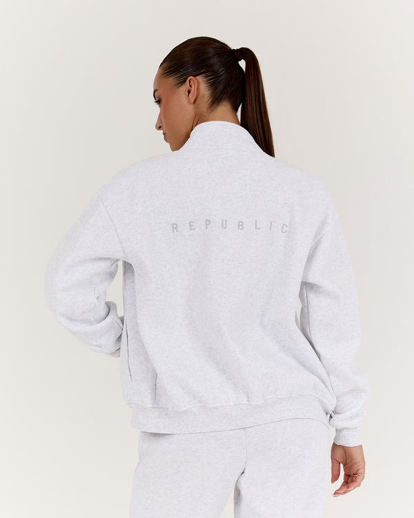 ZIP UP FUNNEL JUMPER - SNOW GREY