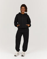 OVERSIZED ZIP UP HOODIE - BLACK