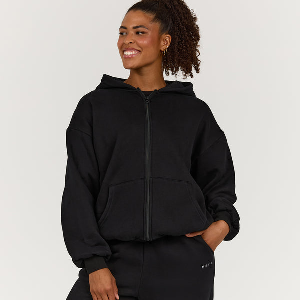OVERSIZED ZIP UP HOODIE - BLACK – MUSCLE REPUBLIC