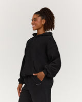 OVERSIZED ZIP UP HOODIE - BLACK