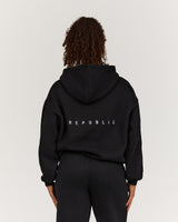 OVERSIZED ZIP UP HOODIE - BLACK