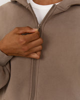 OVERSIZED ZIP UP HOODIE - COFFEE